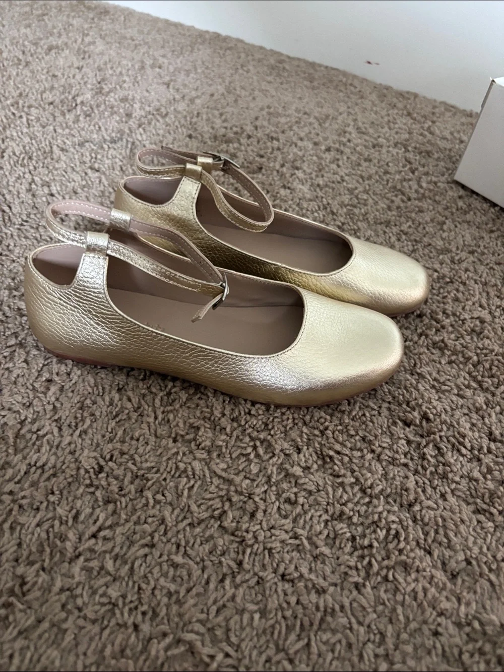 Elephantito Metallic Gold Ankle-Strap Ballet Flats